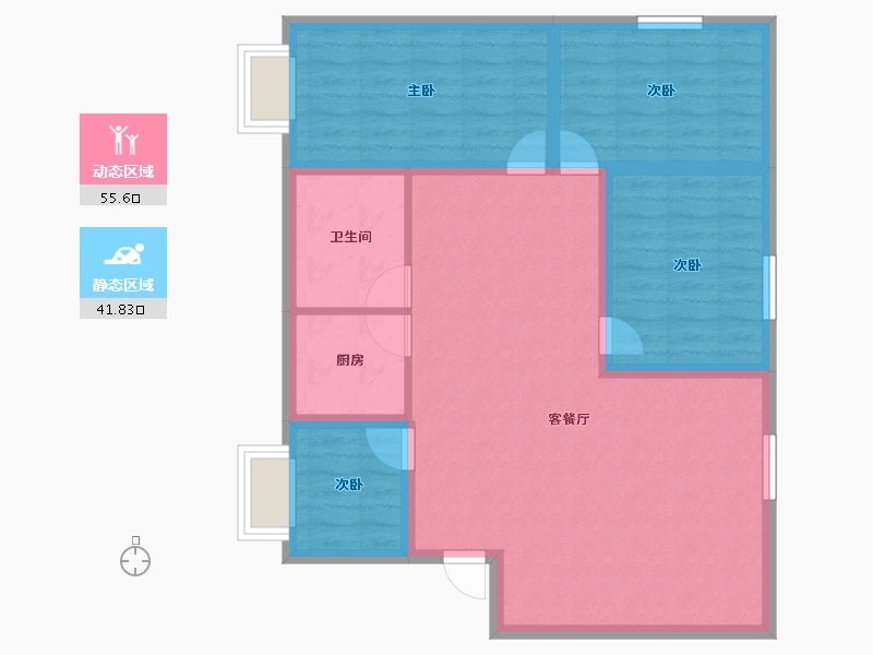 广东省-深圳市-双龙花园-87.54-户型库-动静分区