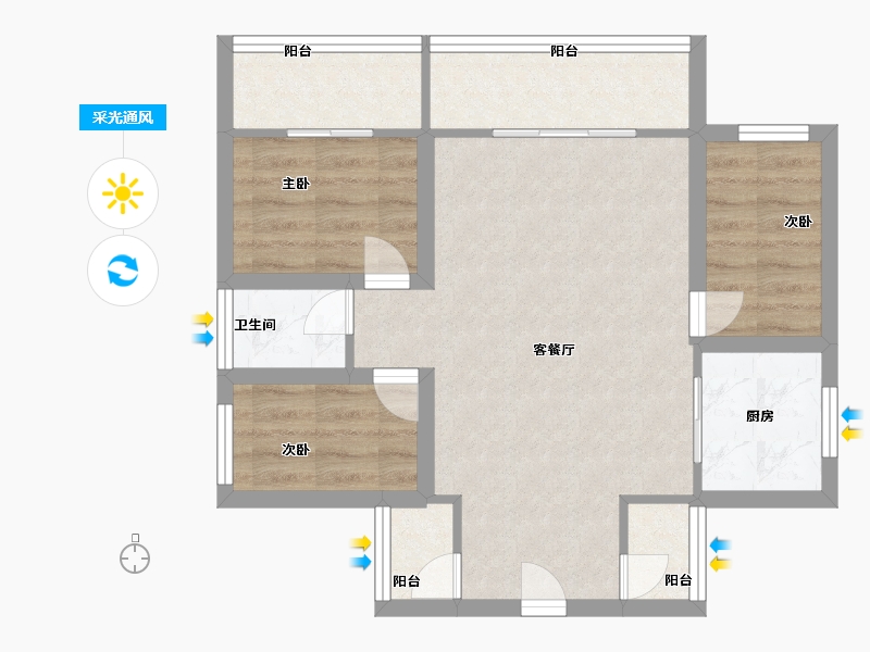 广东省-深圳市-卓弘高尔夫雅苑-60.70-户型库-采光通风