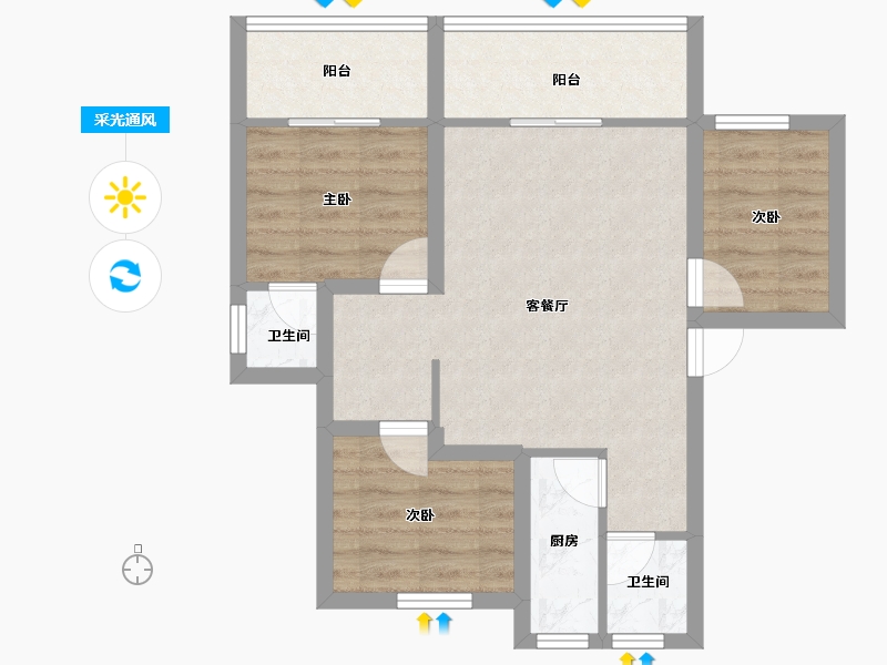 广东省-深圳市-福中福花园-64.45-户型库-采光通风