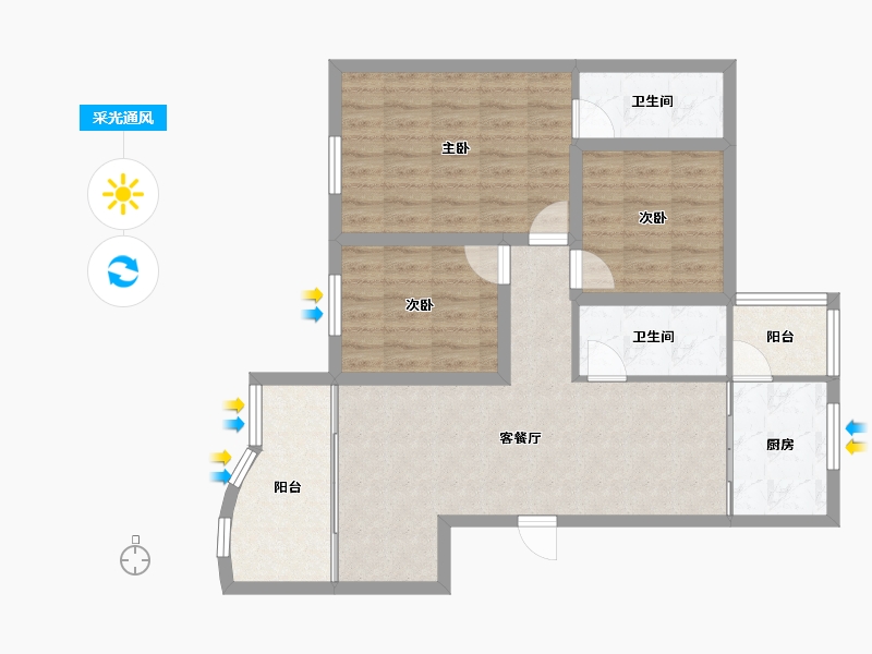 广东省-深圳市-宝海花园-84.43-户型库-采光通风