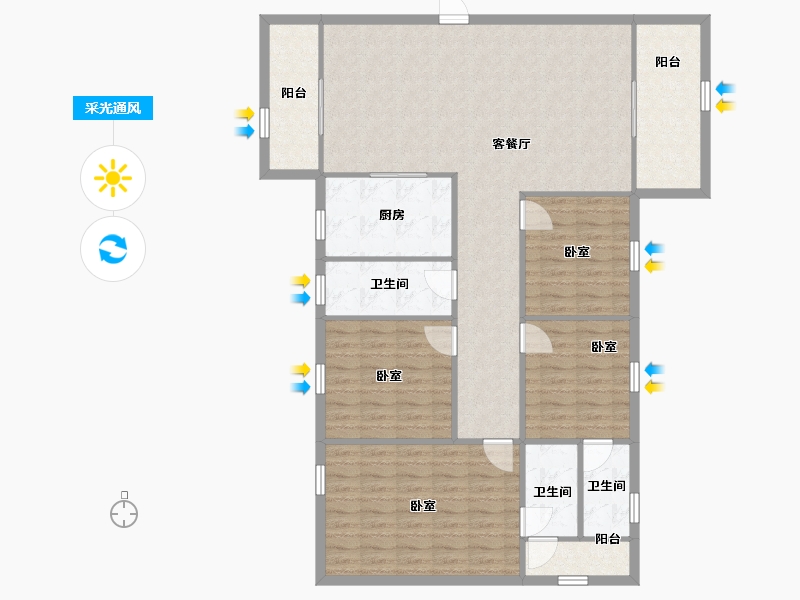 广东省-深圳市-豪业华庭-128.48-户型库-采光通风