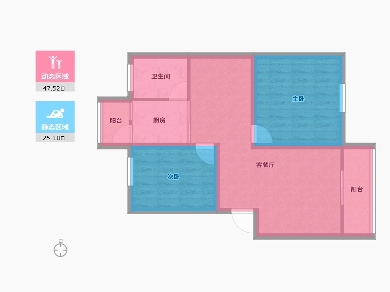 广东省-深圳市-宝海花园-64.64-户型库-动静分区