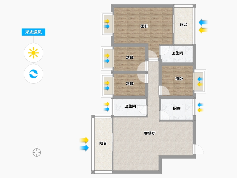 广东省-深圳市-中南花园-87.28-户型库-采光通风