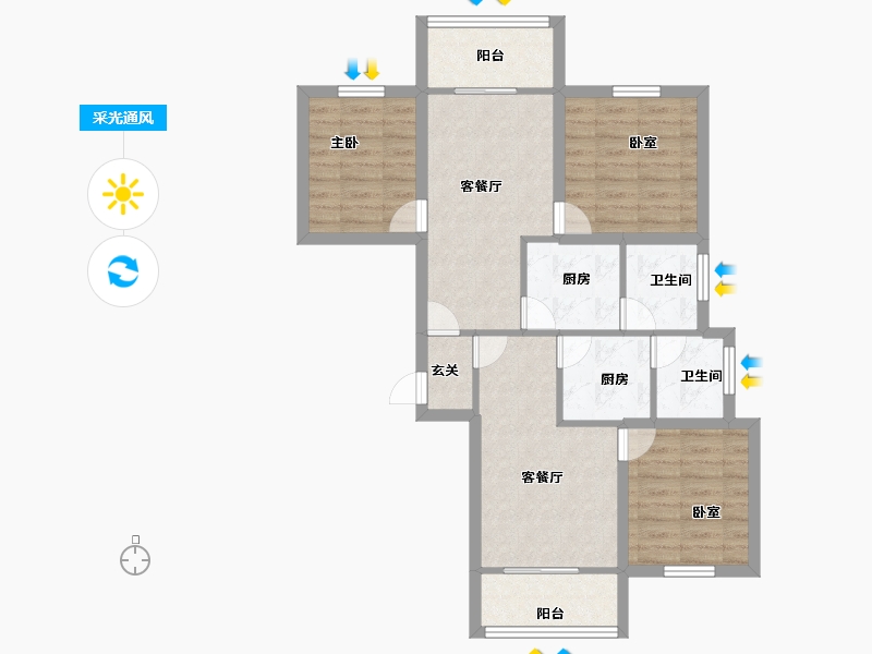 广东省-深圳市-汇龙苑-79.90-户型库-采光通风