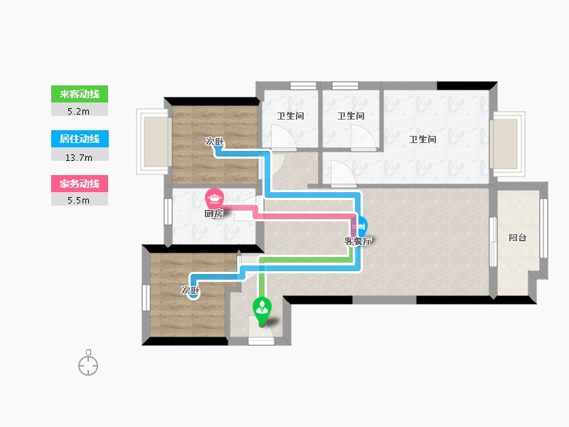 福建省-泉州市-大雅居-66.86-户型库-动静线