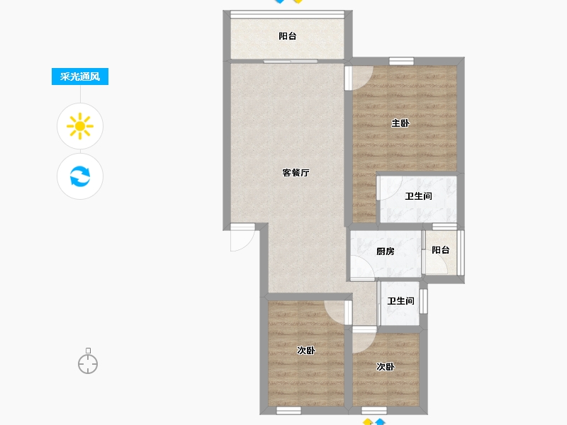 广东省-深圳市-绿茵华庭-68.58-户型库-采光通风