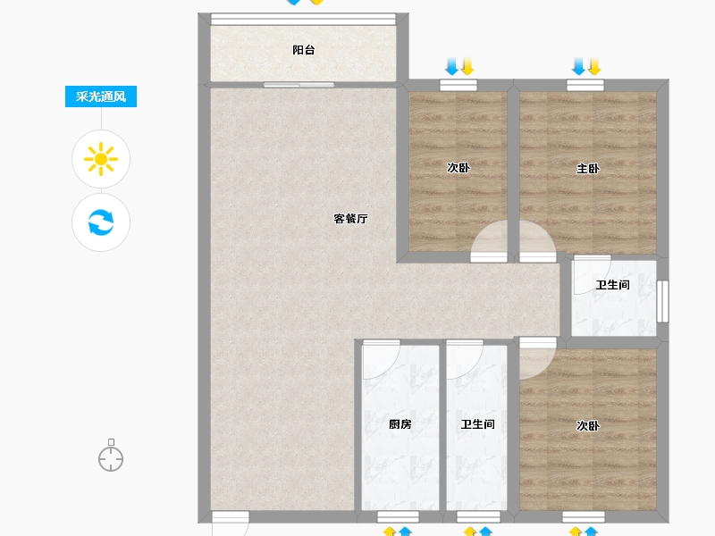 广东省-深圳市-欧意轩花园-84.67-户型库-采光通风