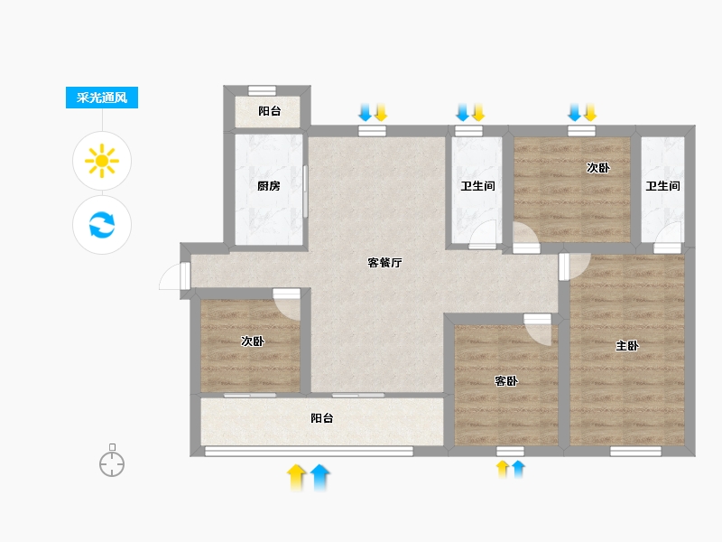 广东省-深圳市-圣源华庭-75.00-户型库-采光通风