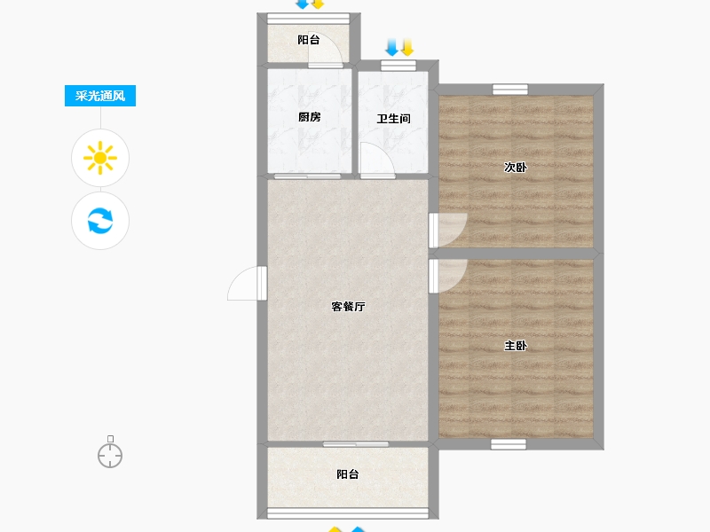 广东省-深圳市-桃源居14区（桃源居）-64.40-户型库-采光通风