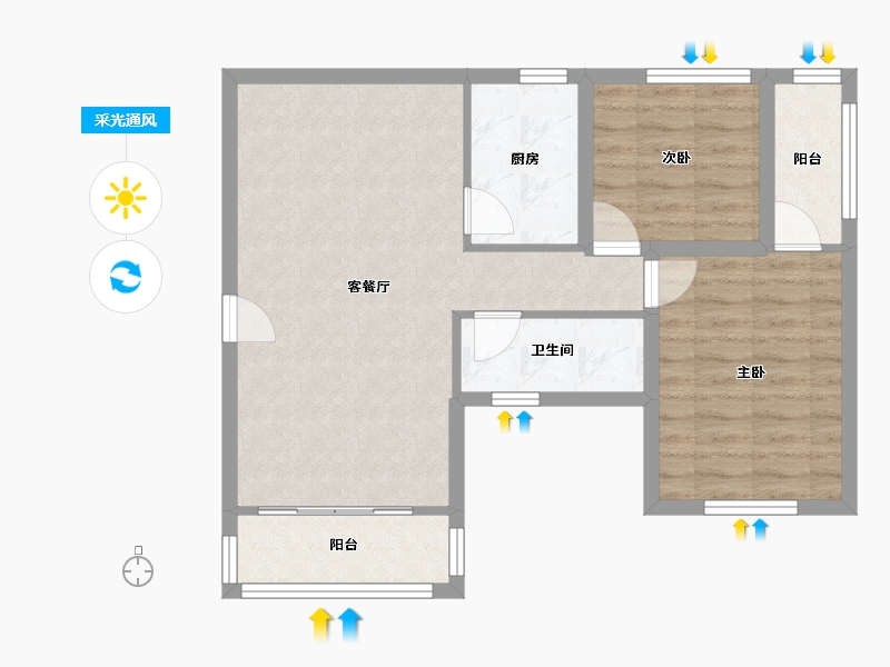 广东省-深圳市-翠湖山庄-66.33-户型库-采光通风