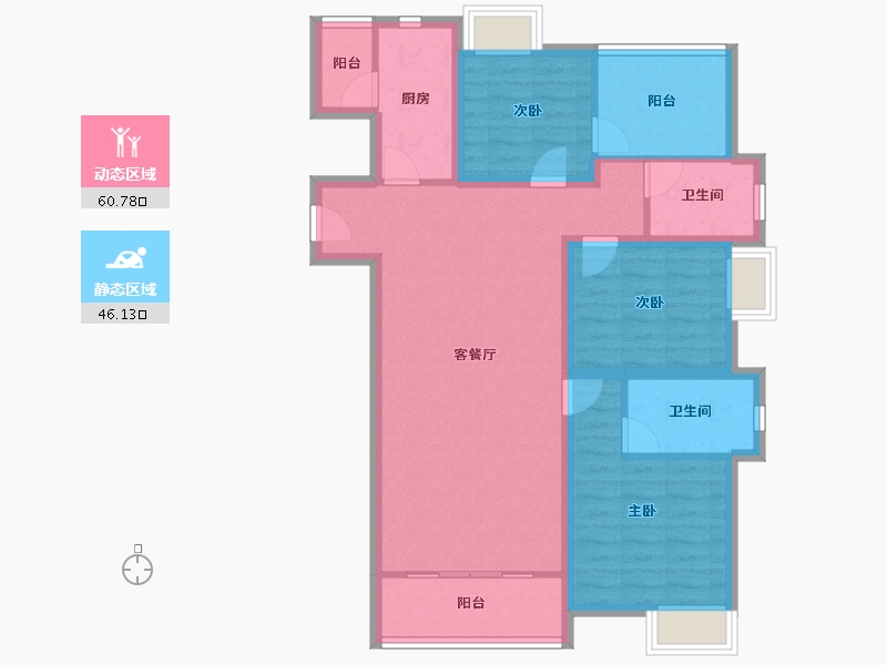 广东省-深圳市-华侨城四海云亭-95.35-户型库-动静分区