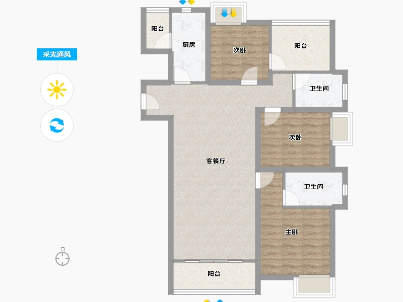 广东省-深圳市-华侨城四海云亭-95.35-户型库-采光通风