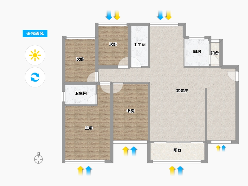 广东省-深圳市-鸿荣源禧园-116.09-户型库-采光通风