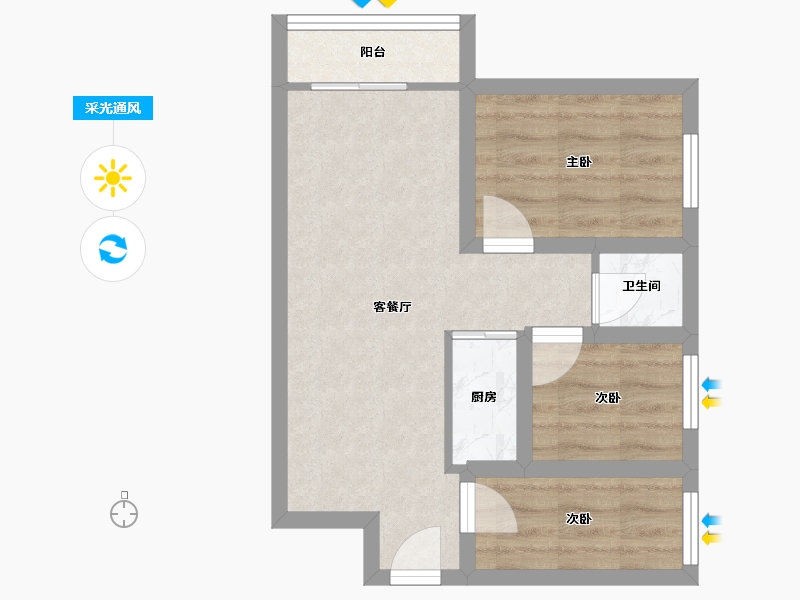 广东省-深圳市-玉岭花园-44.40-户型库-采光通风