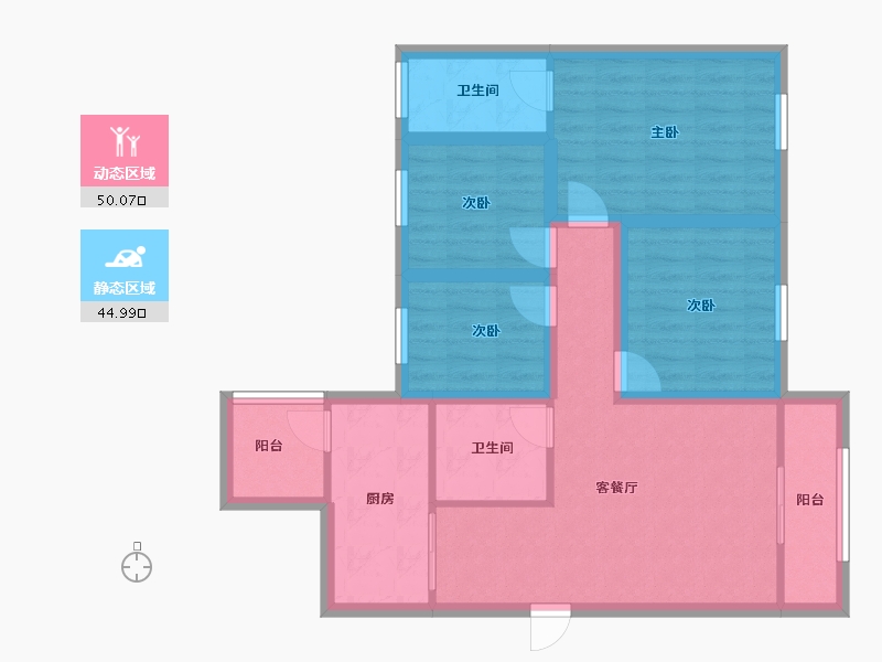 广东省-深圳市-登科花园-83.74-户型库-动静分区