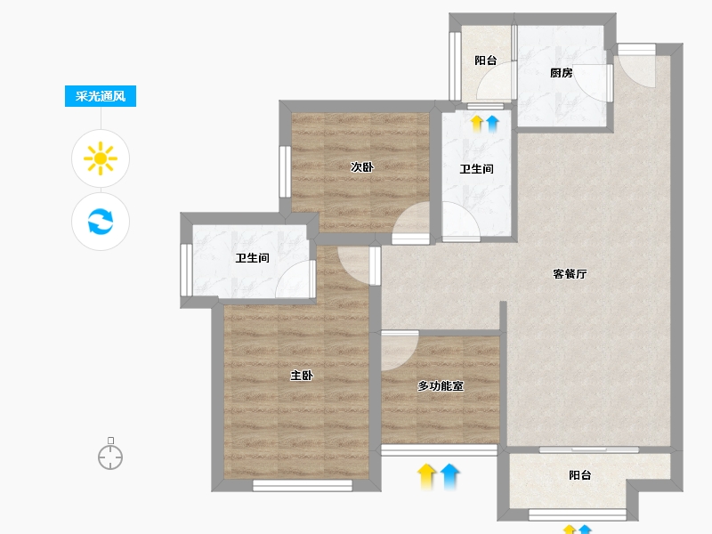 广东省-深圳市-宏发世纪城二期-71.00-户型库-采光通风