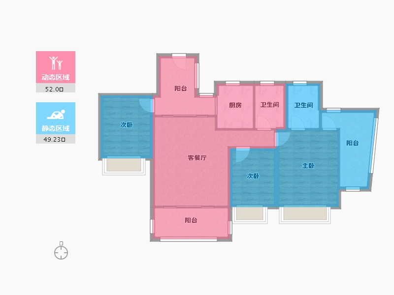 广东省-深圳市-佳兆业茗萃园(一期)-90.26-户型库-动静分区