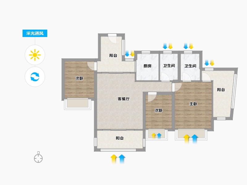 广东省-深圳市-佳兆业茗萃园(一期)-90.26-户型库-采光通风