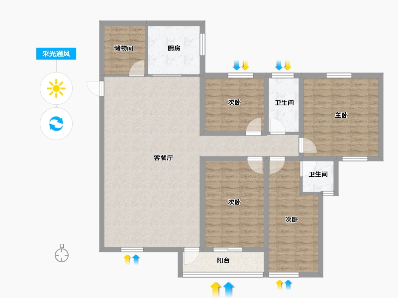 广东省-深圳市-愉园新苑-125.76-户型库-采光通风