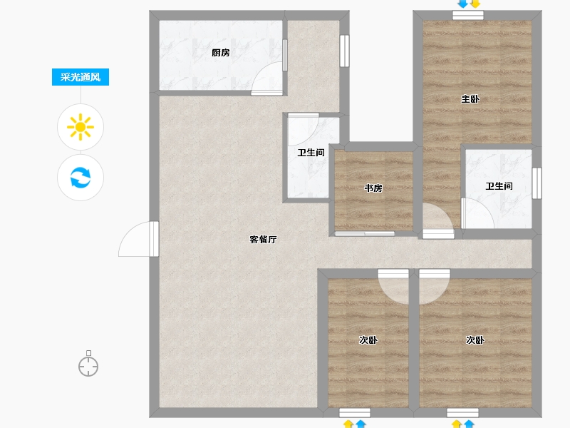 黑龙江省-鹤岗市-广物花园-80.01-户型库-采光通风