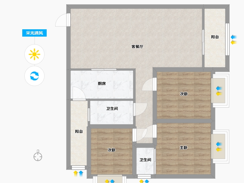 广东省-深圳市-裕盛华庭-79.95-户型库-采光通风