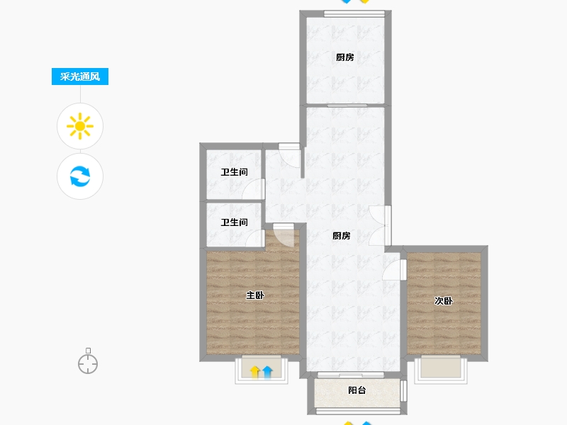 河南省-郑州市-双桥新区-97.00-户型库-采光通风