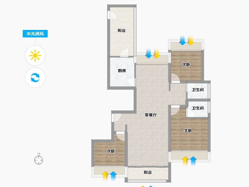 黑龙江省-鹤岗市-深物业前海港湾花园-87.52-户型库-采光通风