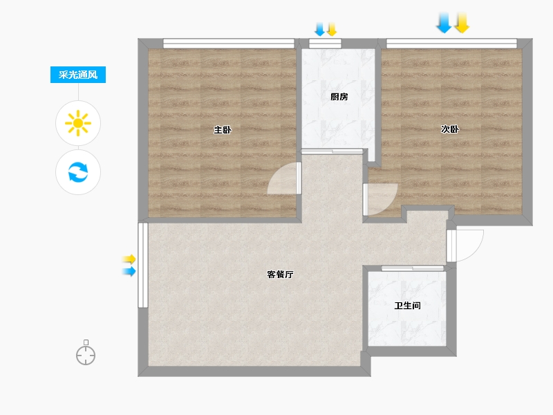 湖北省-武汉市-菱角湖万达广场A区公域-68.09-户型库-采光通风