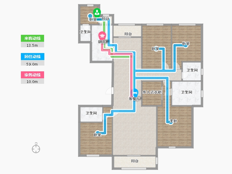 上海-上海市-上海凯佳公寓-东区-193.94-户型库-动静线