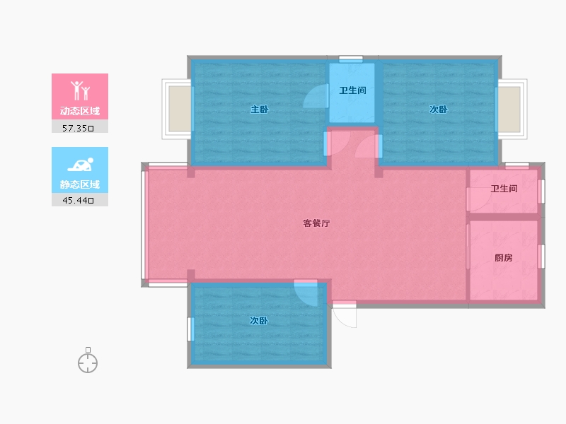 江苏省-无锡市-春潮花园-三区-103.00-户型库-动静分区