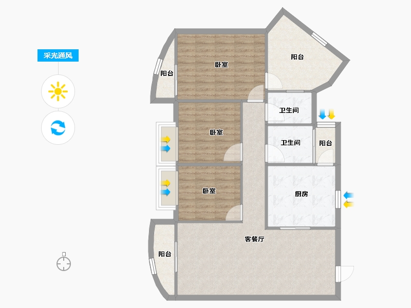 广东省-深圳市-阳光带海滨城(二期)-98.85-户型库-采光通风