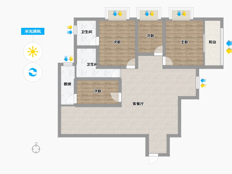 广东省-深圳市-鹏都大厦-96.87-户型库-采光通风