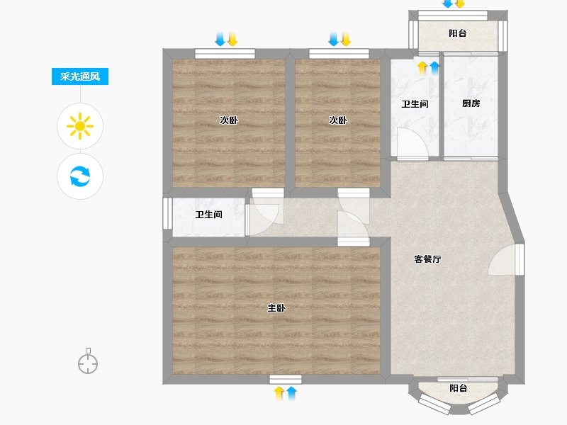 广东省-深圳市-桃源居12区（桃源居）-63.43-户型库-采光通风