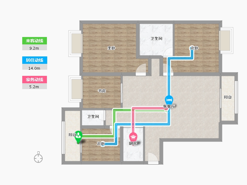 黑龙江省-鹤岗市-蓝漪花园-102.73-户型库-动静线