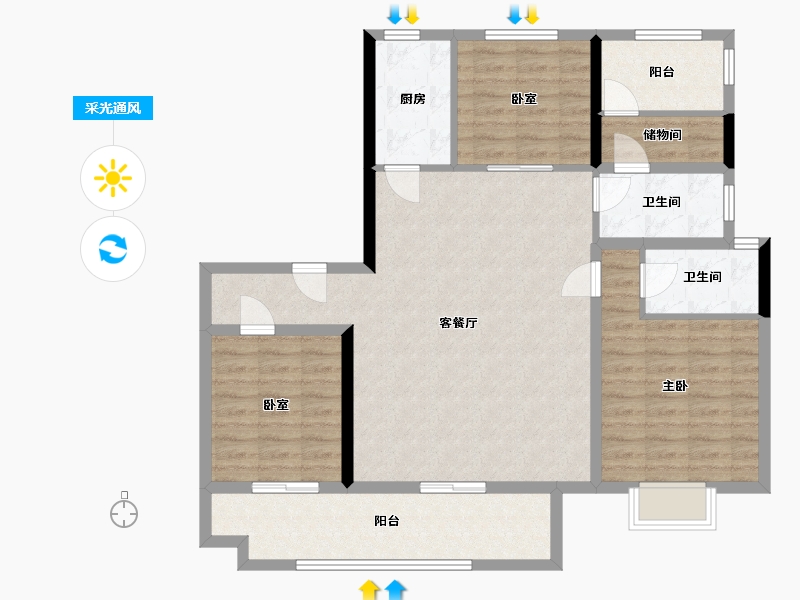 河南省-洛阳市-碧桂园繁花里-114.40-户型库-采光通风