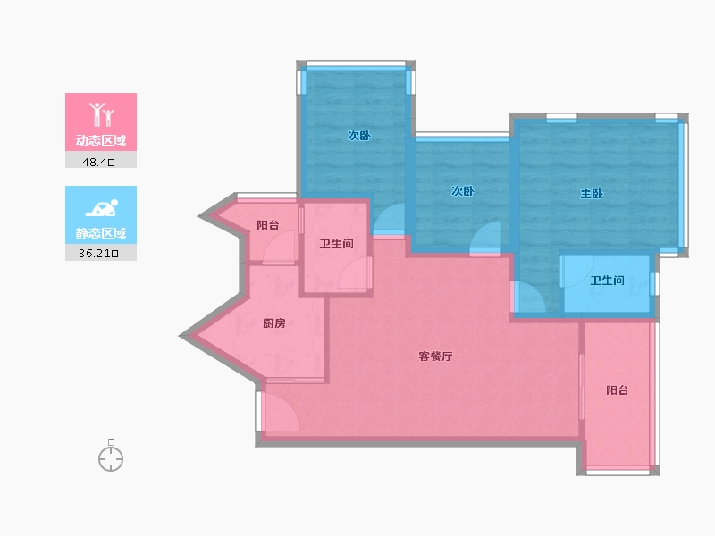 广东省-深圳市-桑泰水木丹华园-75.02-户型库-动静分区