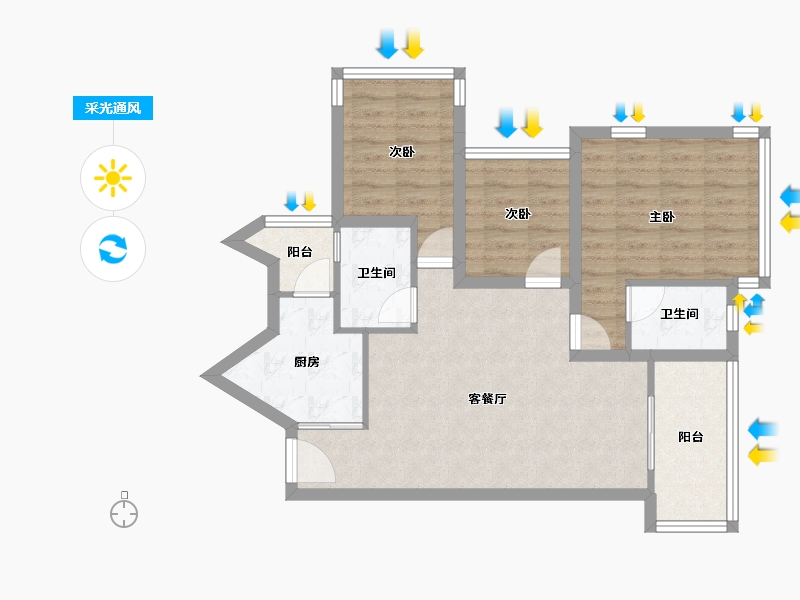 广东省-深圳市-桑泰水木丹华园-75.02-户型库-采光通风