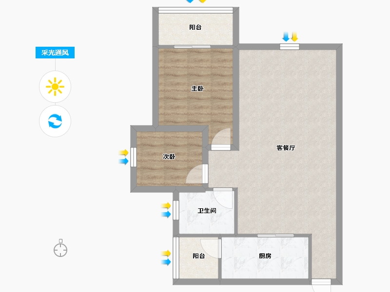 广东省-深圳市-中海怡瑞山居-68.97-户型库-采光通风