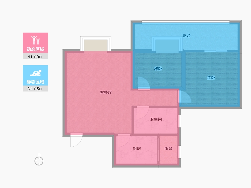 广东省-深圳市-鼎太风华(六期)-66.88-户型库-动静分区