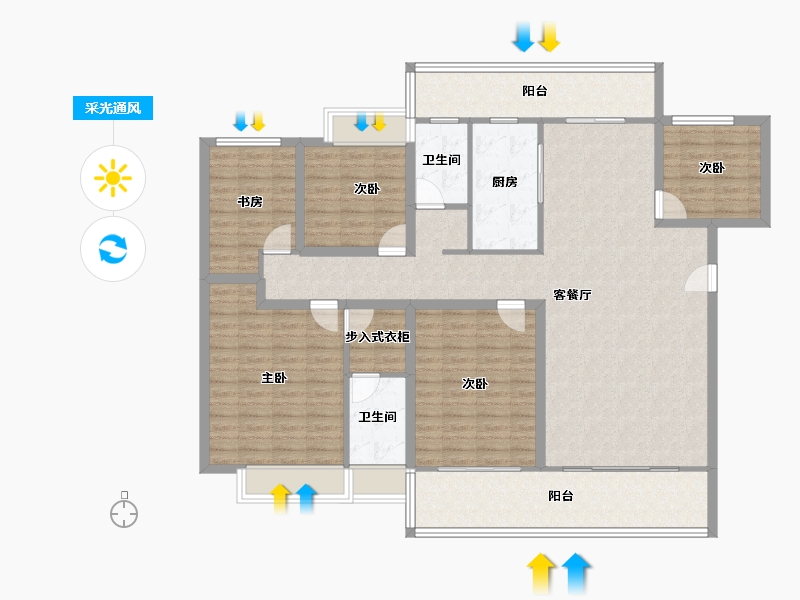 黑龙江省-鹤岗市-绿海湾-150.51-户型库-采光通风