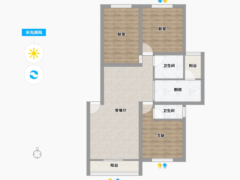 广东省-深圳市-中海怡美山庄-76.34-户型库-采光通风