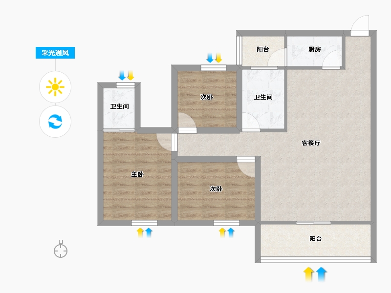 广东省-深圳市-左庭右院(南区)-80.30-户型库-采光通风