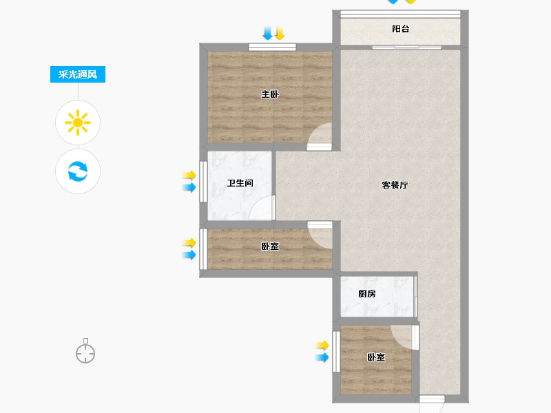 广东省-深圳市-万科翰邻城-70.36-户型库-采光通风