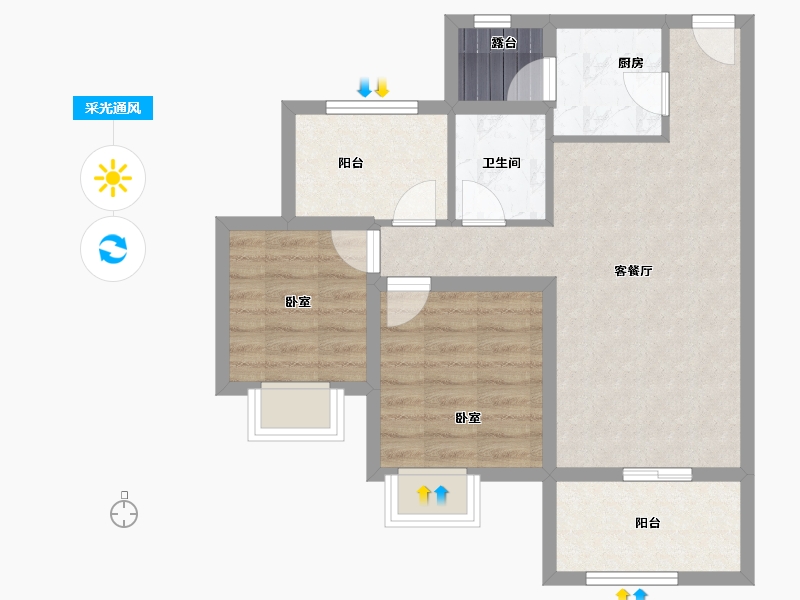 广东省-深圳市-碧海富通城一期-64.16-户型库-采光通风