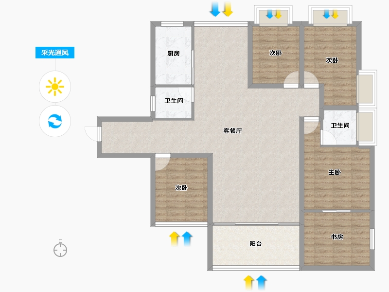 广东省-深圳市-文峰华庭-127.59-户型库-采光通风