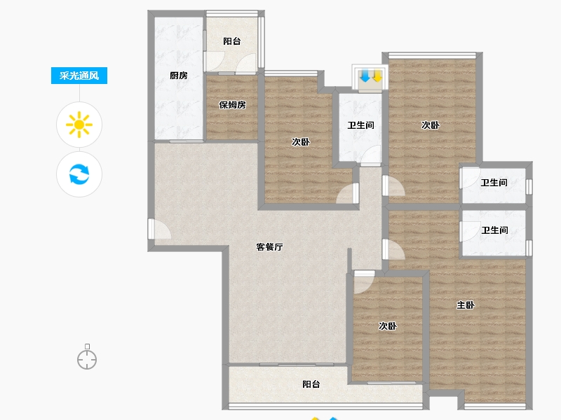 黑龙江省-鹤岗市-海湾小区-153.04-户型库-采光通风