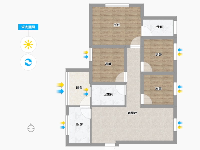 广东省-深圳市-雅涛花园-68.62-户型库-采光通风