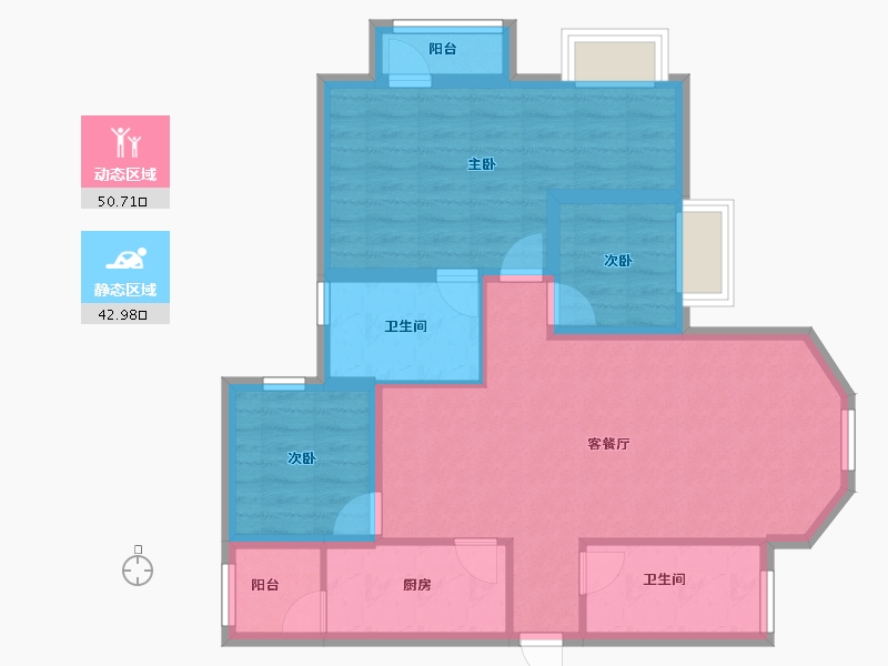 广东省-深圳市-浪琴屿花园-83.39-户型库-动静分区