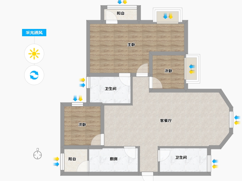 广东省-深圳市-浪琴屿花园-83.39-户型库-采光通风