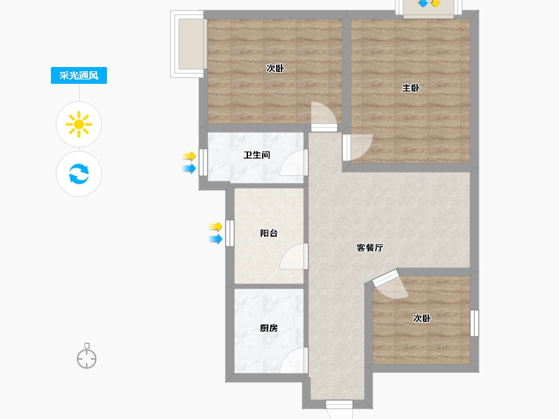 广东省-深圳市-鹏都大厦-73.69-户型库-采光通风